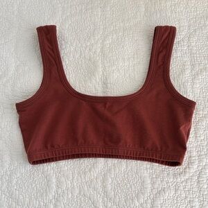 ARQ organic cotton wide strap bra in Tamarind (Reddish brown), M